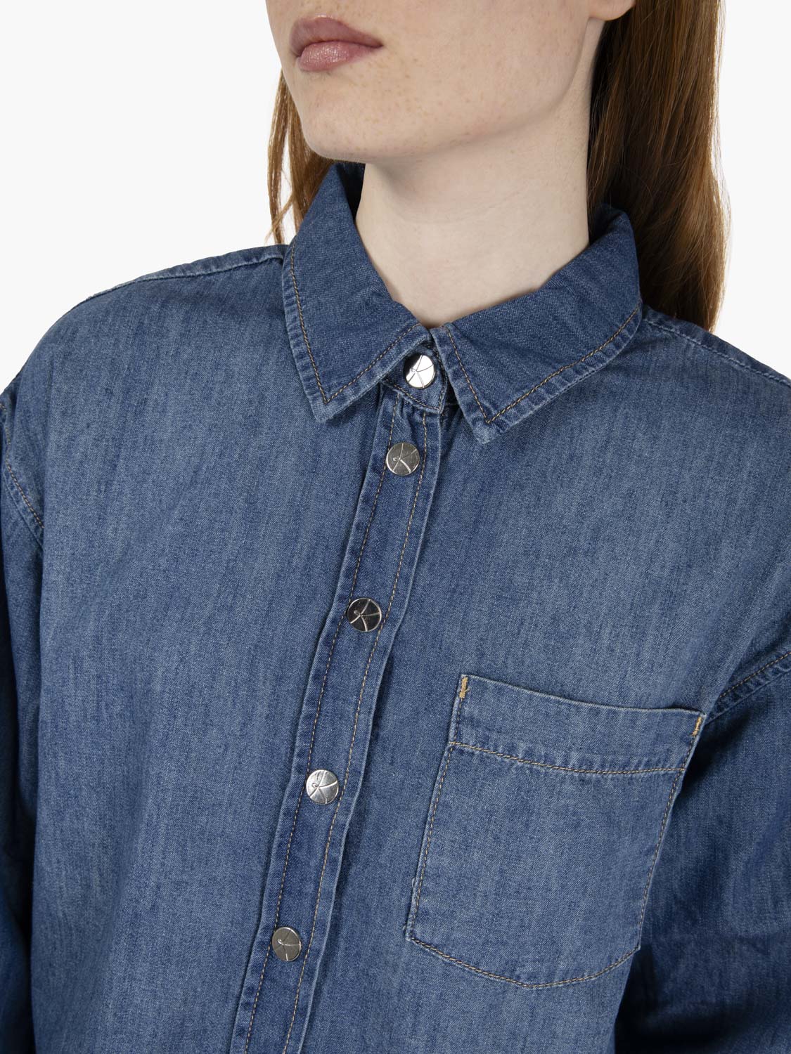 Camicia cropped jeans medio