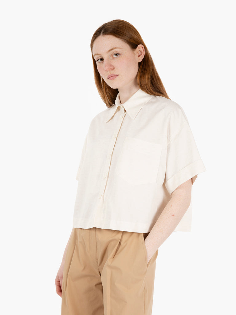 KAOS - Camicia in viscosa e lino beige