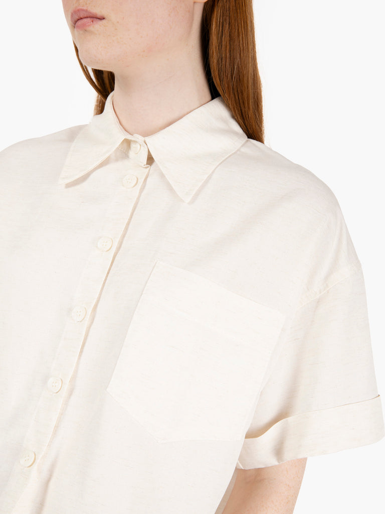 KAOS - Camicia in viscosa e lino beige
