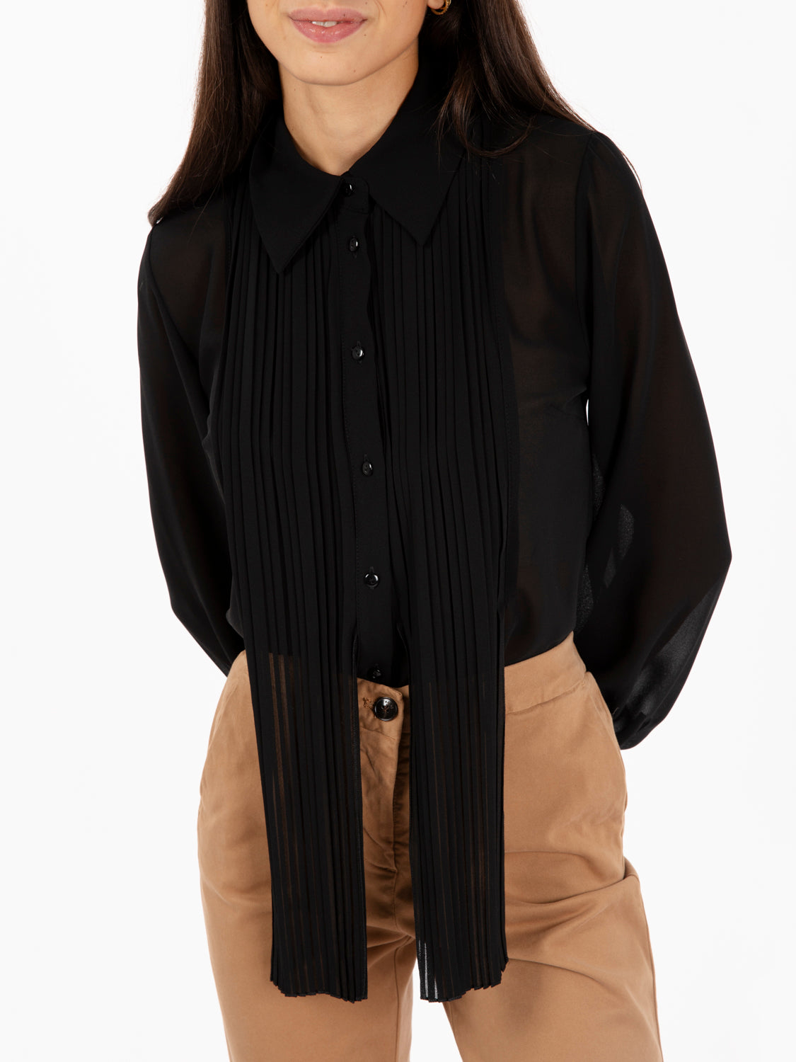 Camicia semitrasparente nero