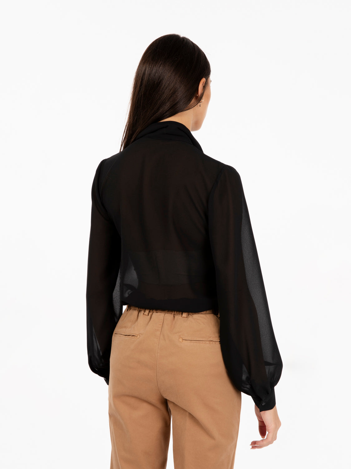 Camicia semitrasparente nero