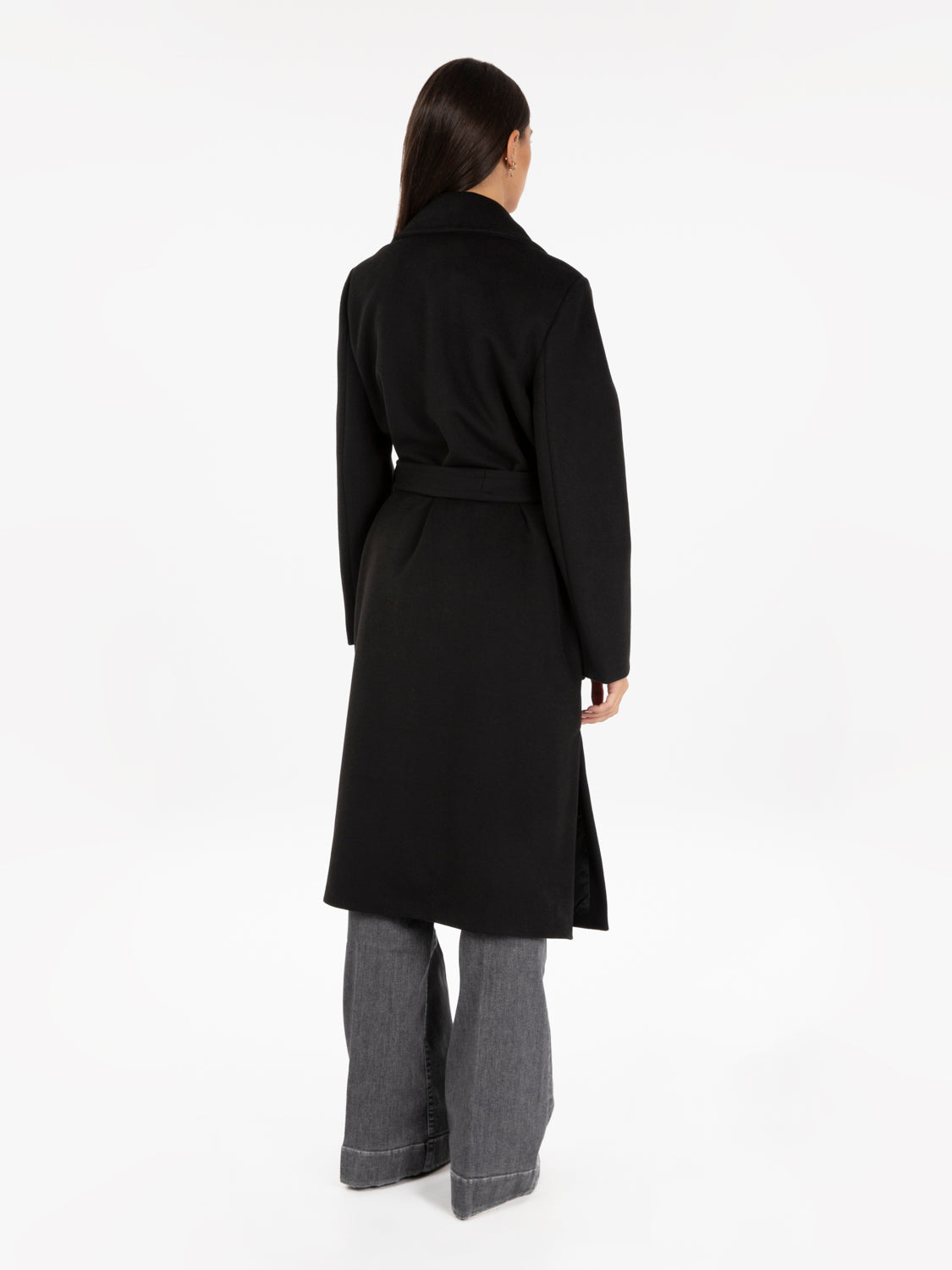 Cappotto con cintura nero