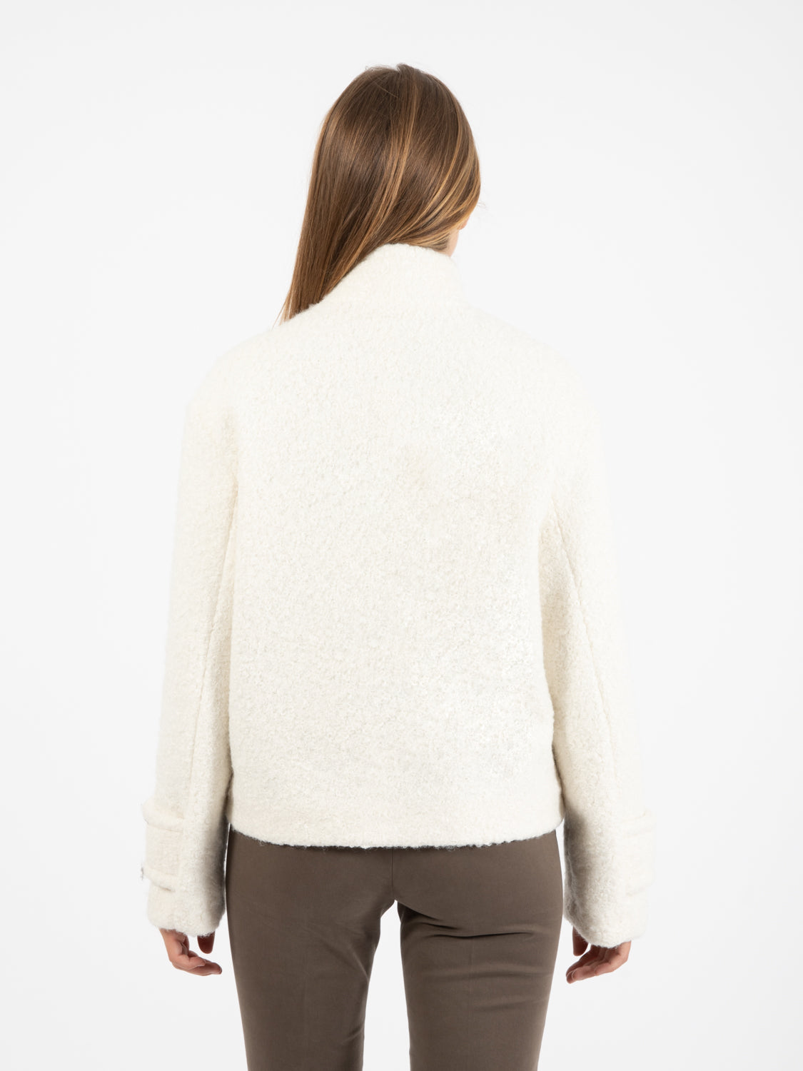 Cappotto corto bouclé panna