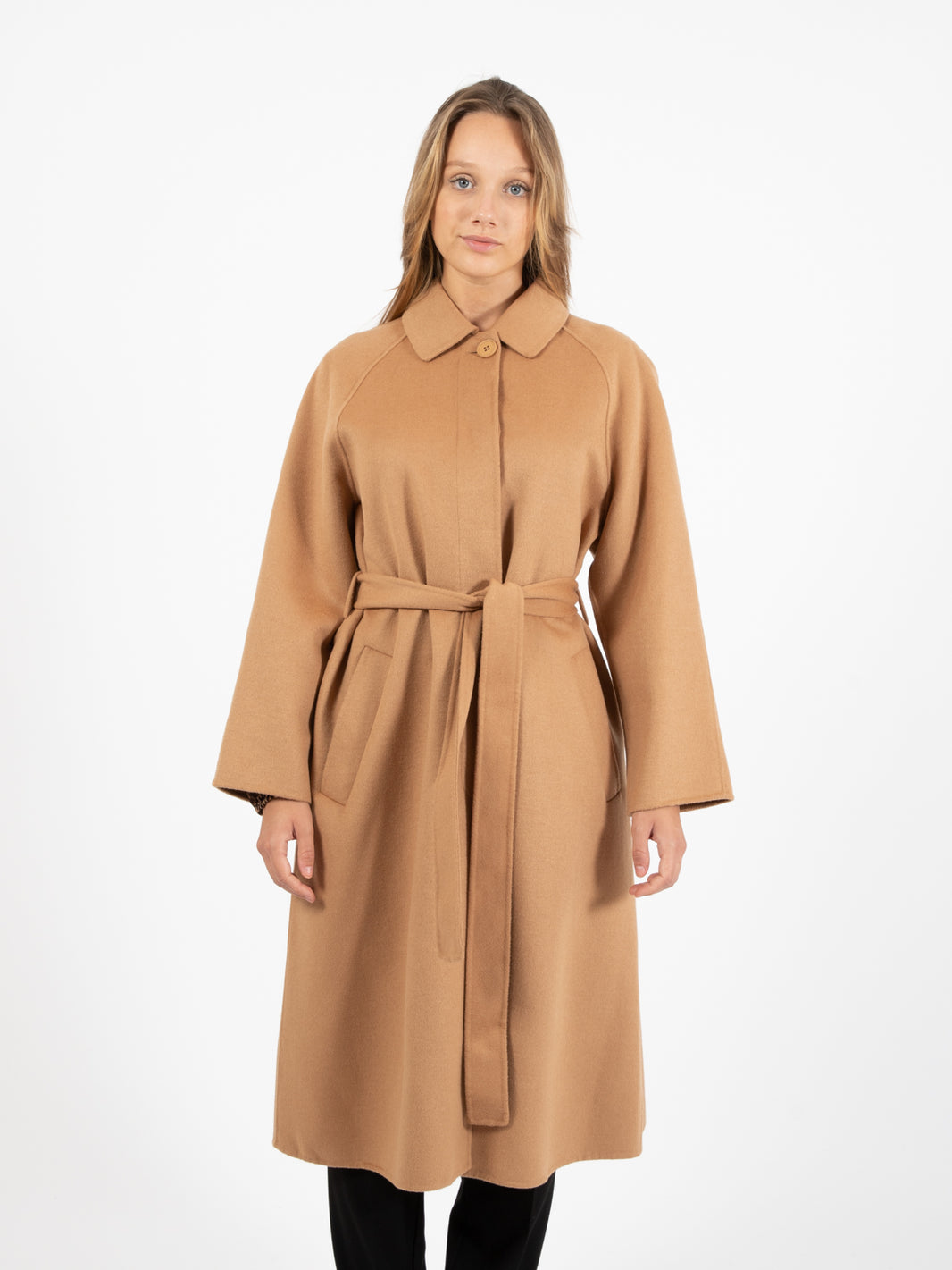 Cappotto lungo in lana cammello
