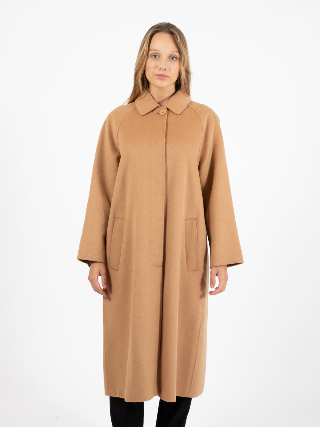 Cappotto lungo in lana cammello