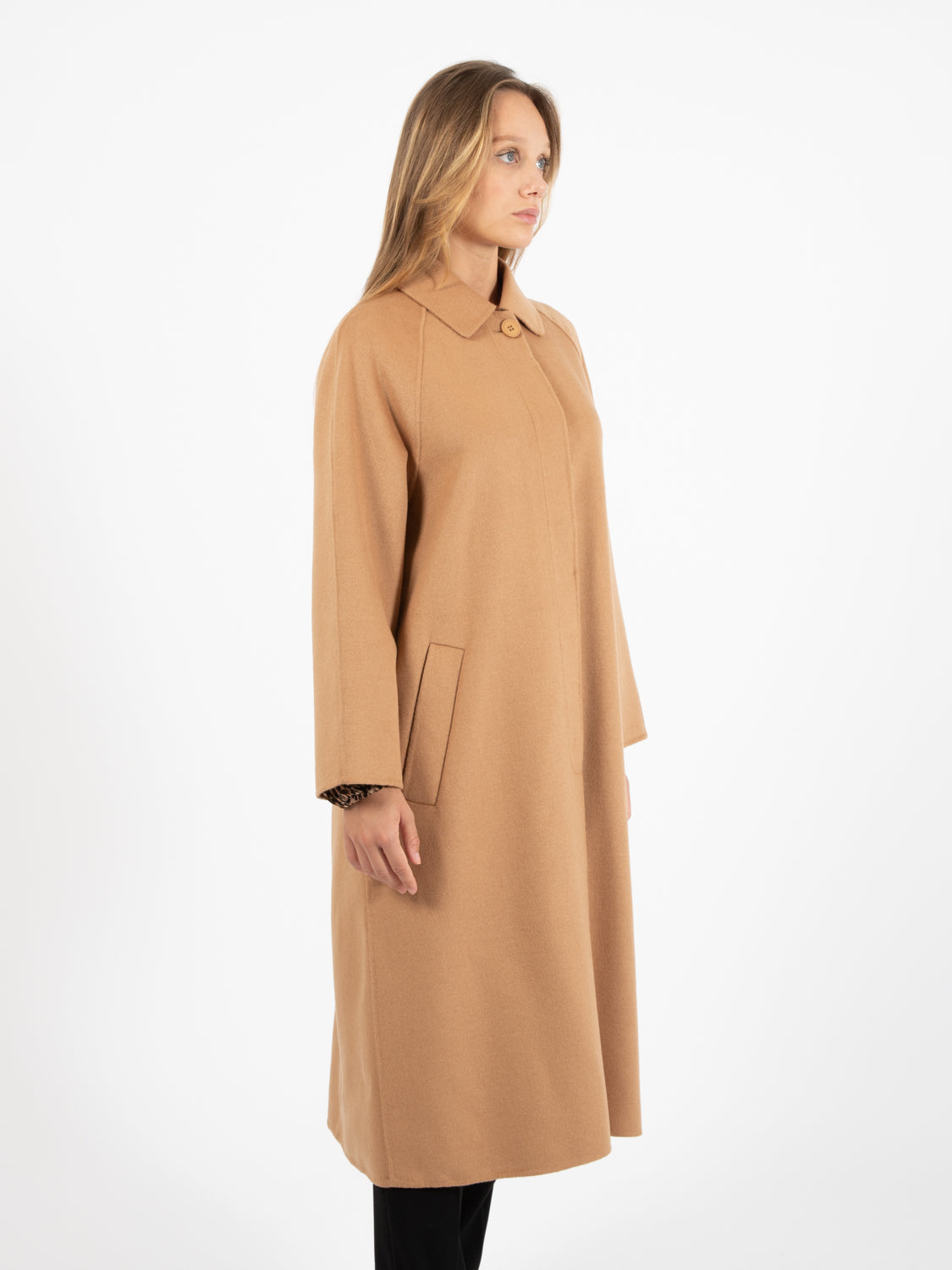 Cappotto lungo in lana cammello