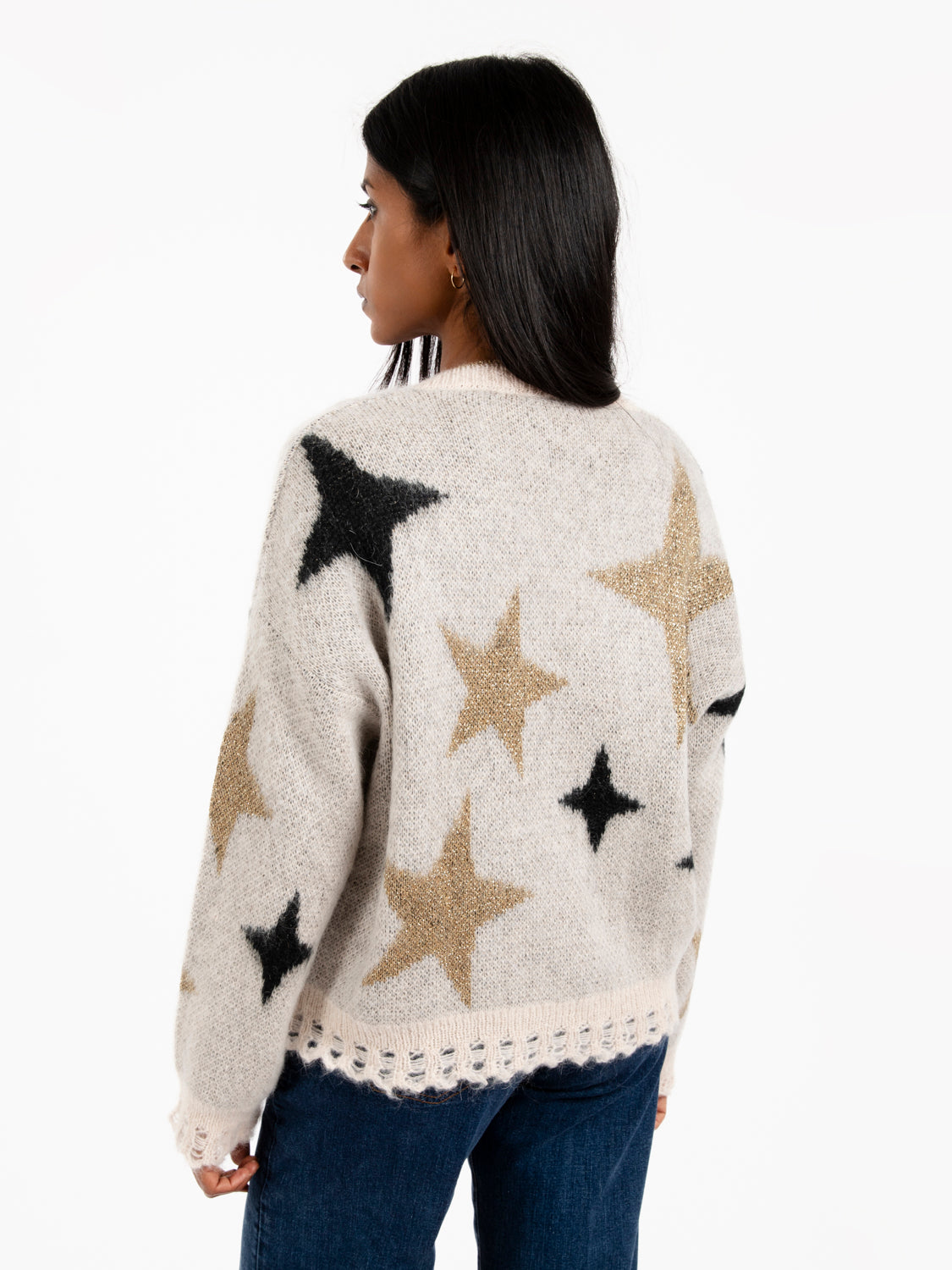 Cardigan con stelle lurex multicolor