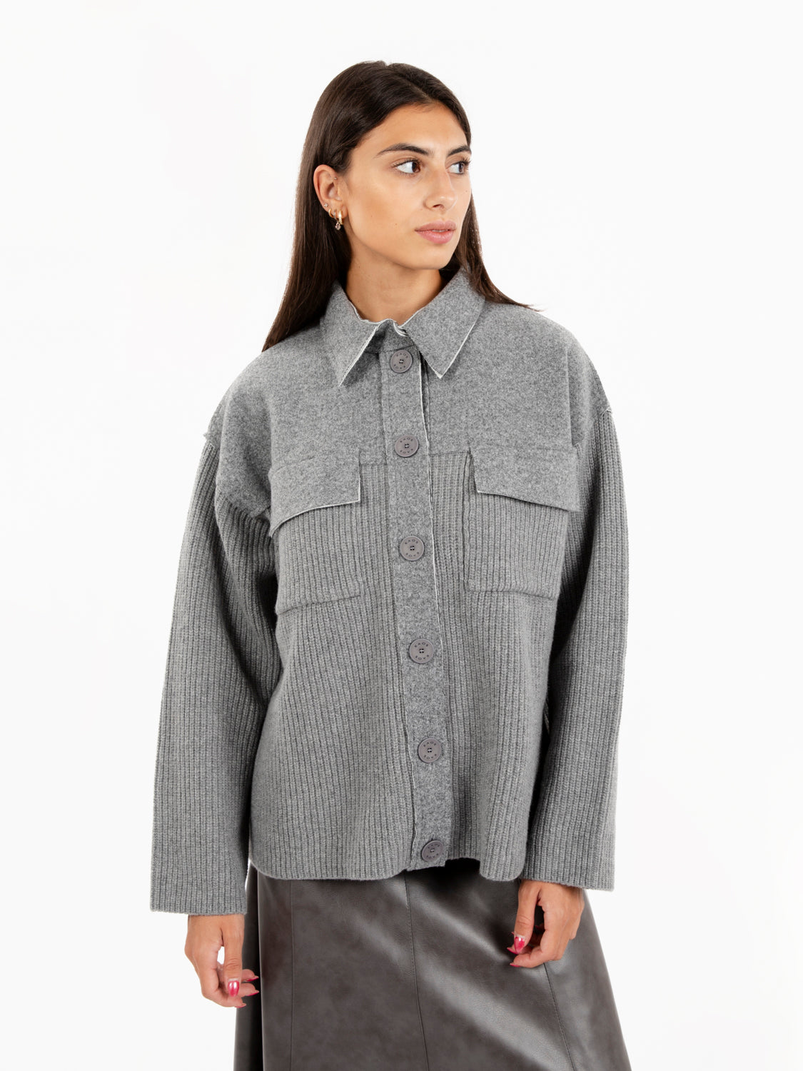 Cardigan in misto lana grigio