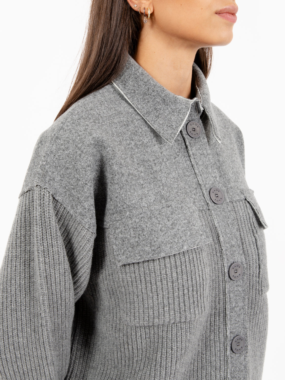 Cardigan in misto lana grigio