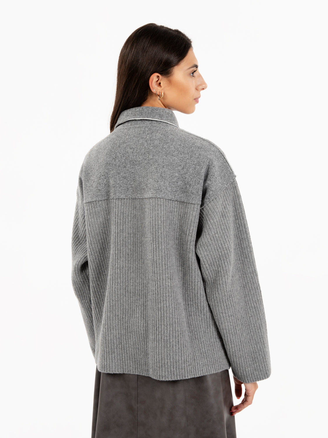 Cardigan in misto lana grigio