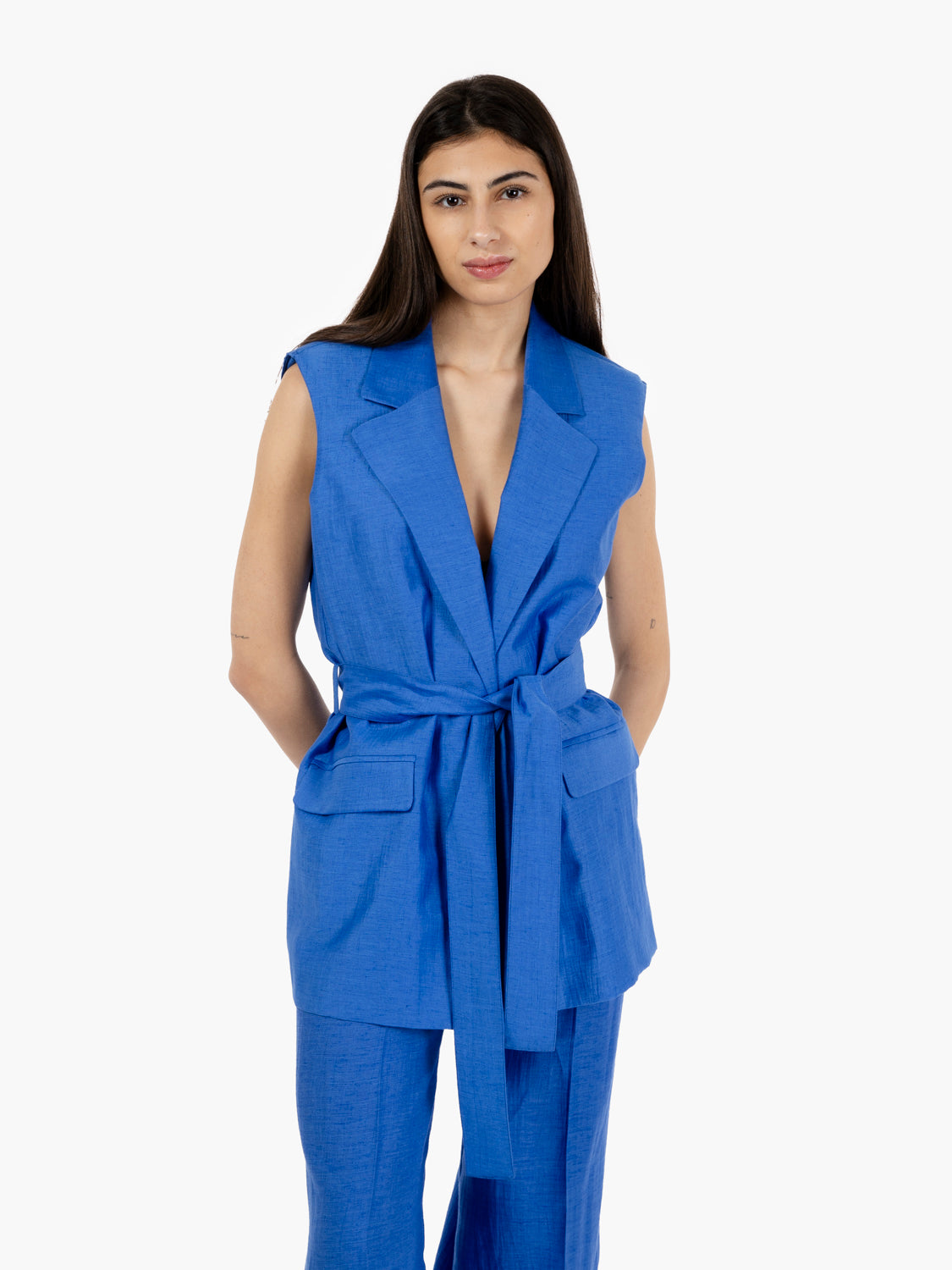 Gilet con fusciacca bluette