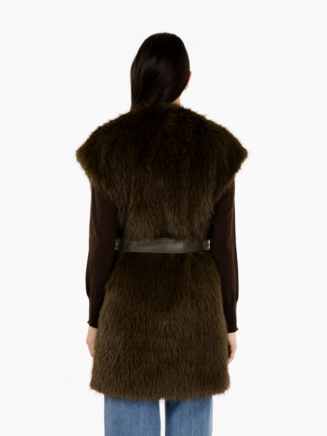 Military faux fur vest