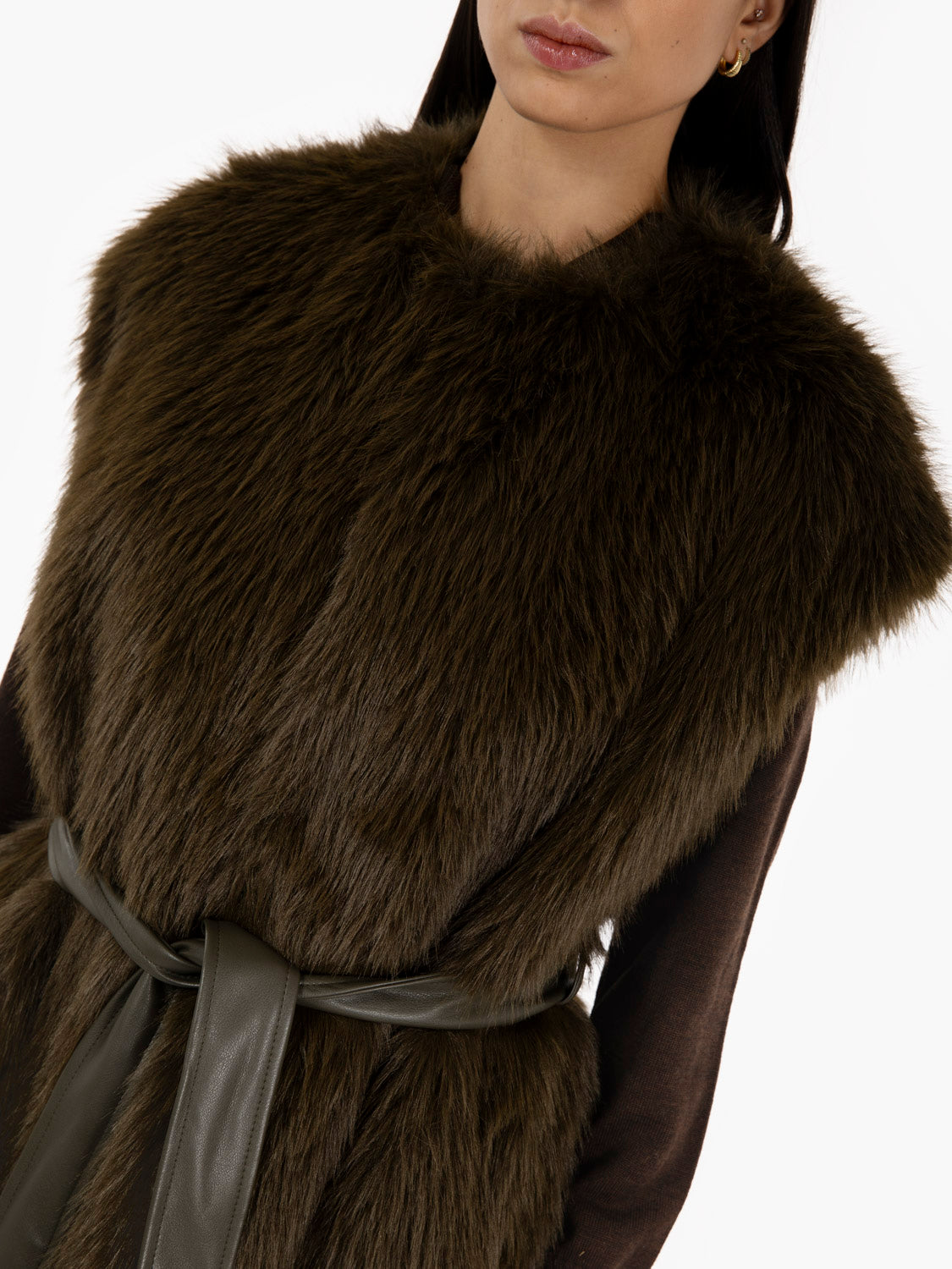 Military faux fur vest