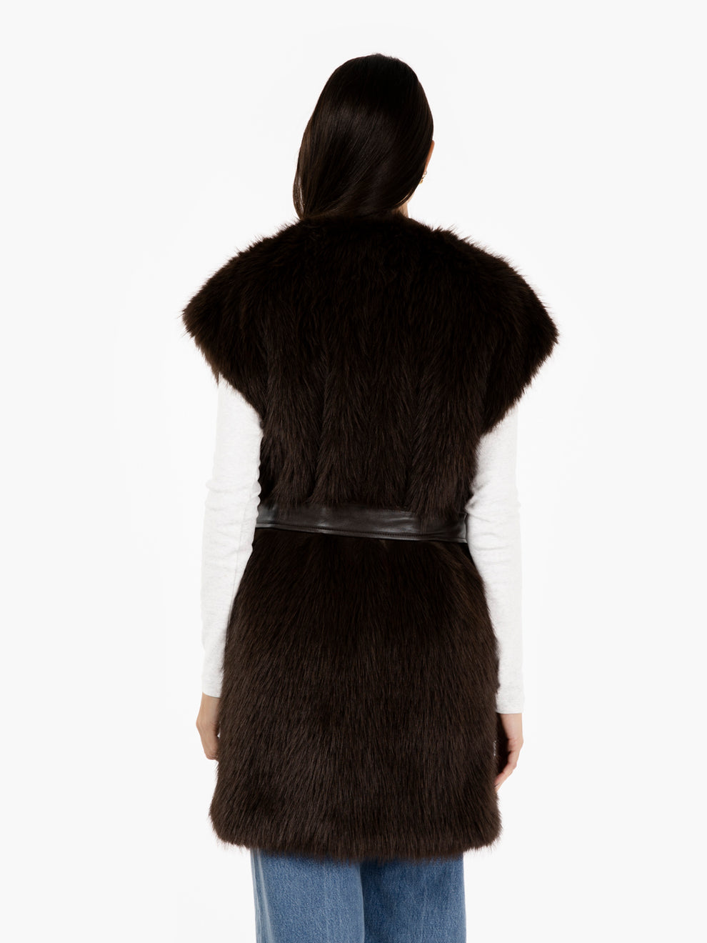 Dark brown faux fur vest