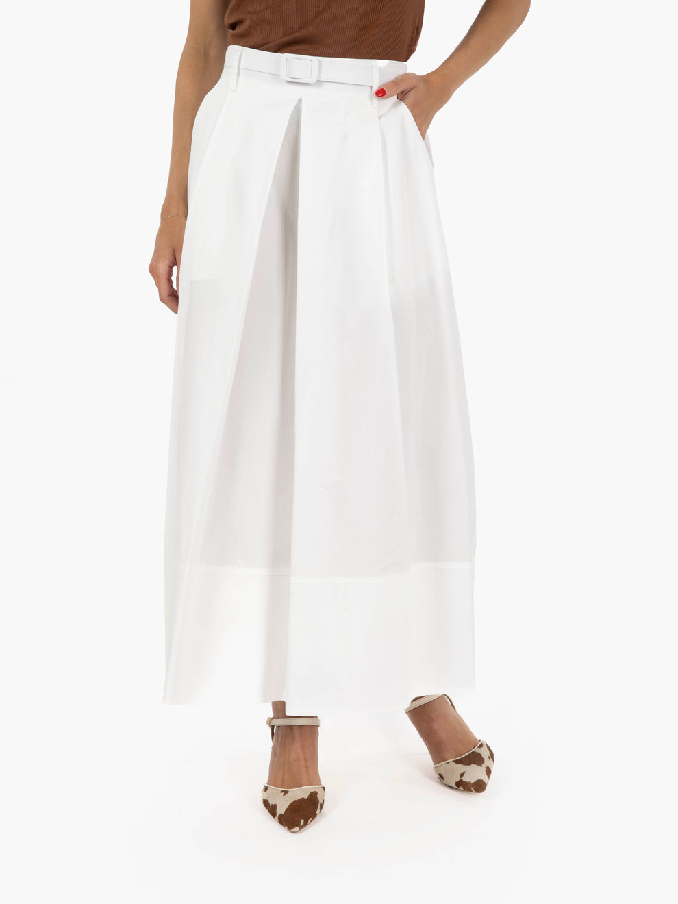 Long cream cotton skirt