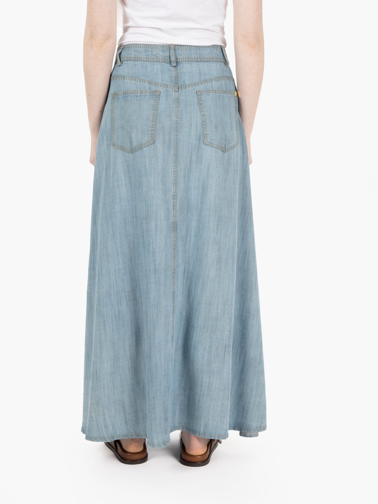 KAOS - Gonna midi morbida jeans chiaro