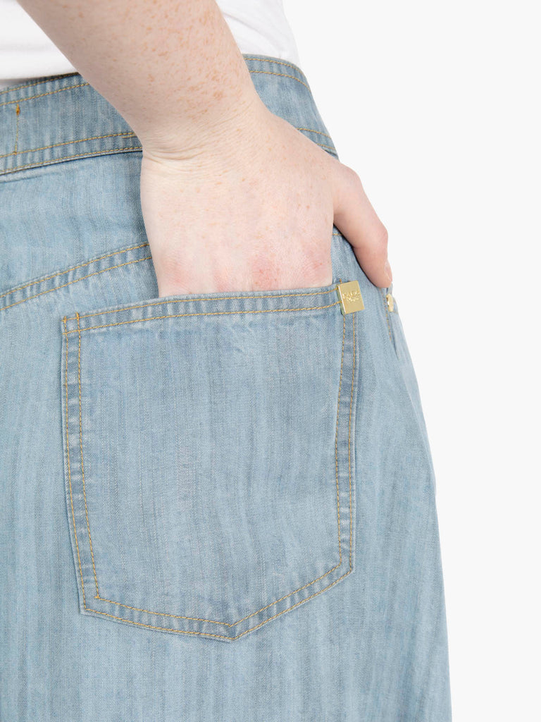 KAOS - Gonna midi morbida jeans chiaro