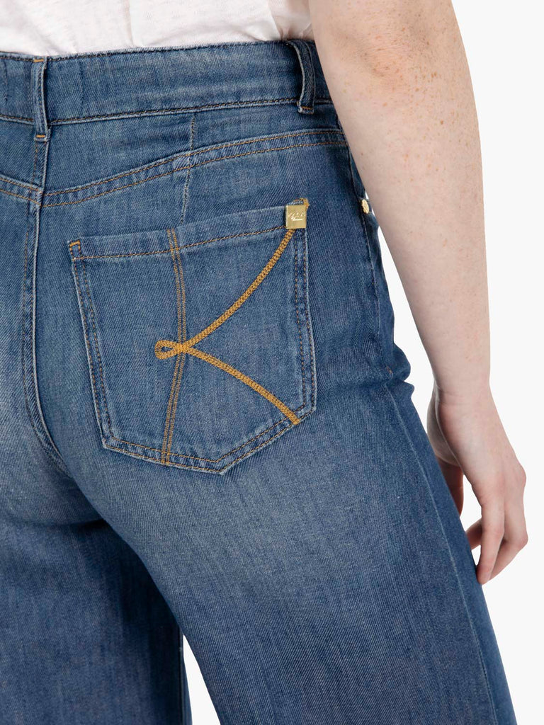 KAOS - Jeans a palazzo in denim blu medio