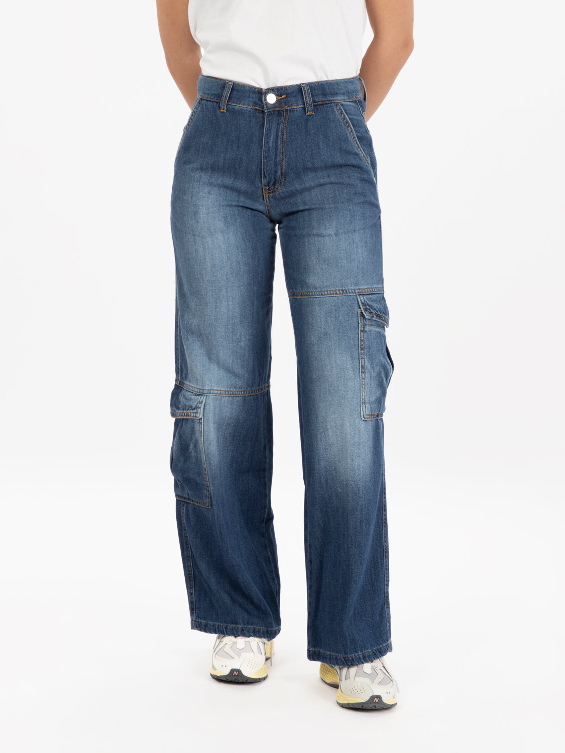 Jeans cargo blu medio