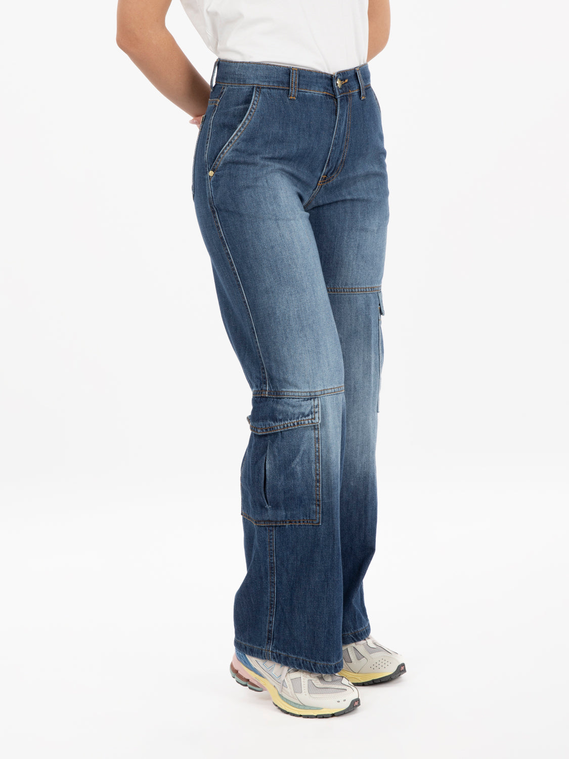 Jeans cargo blu medio