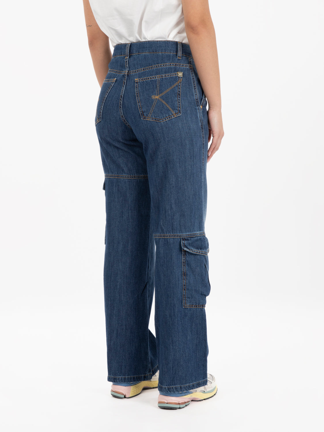 Jeans cargo blu medio