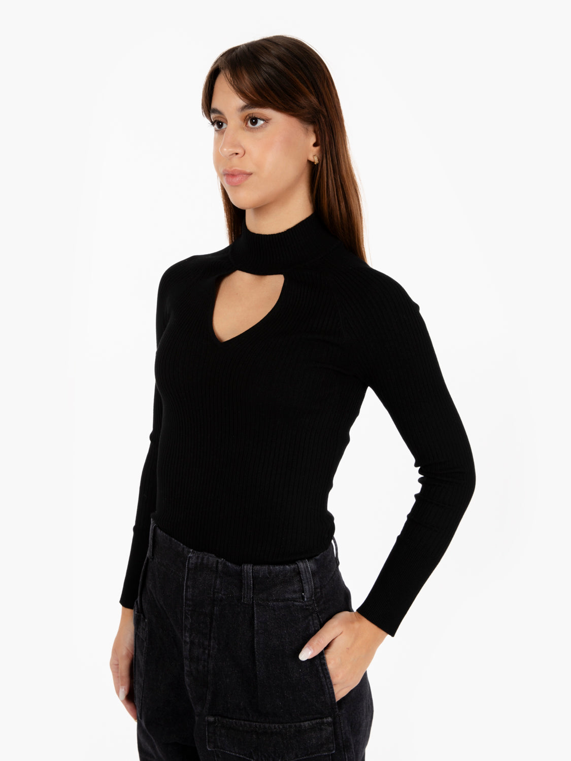 Maglia apertura a V nero
