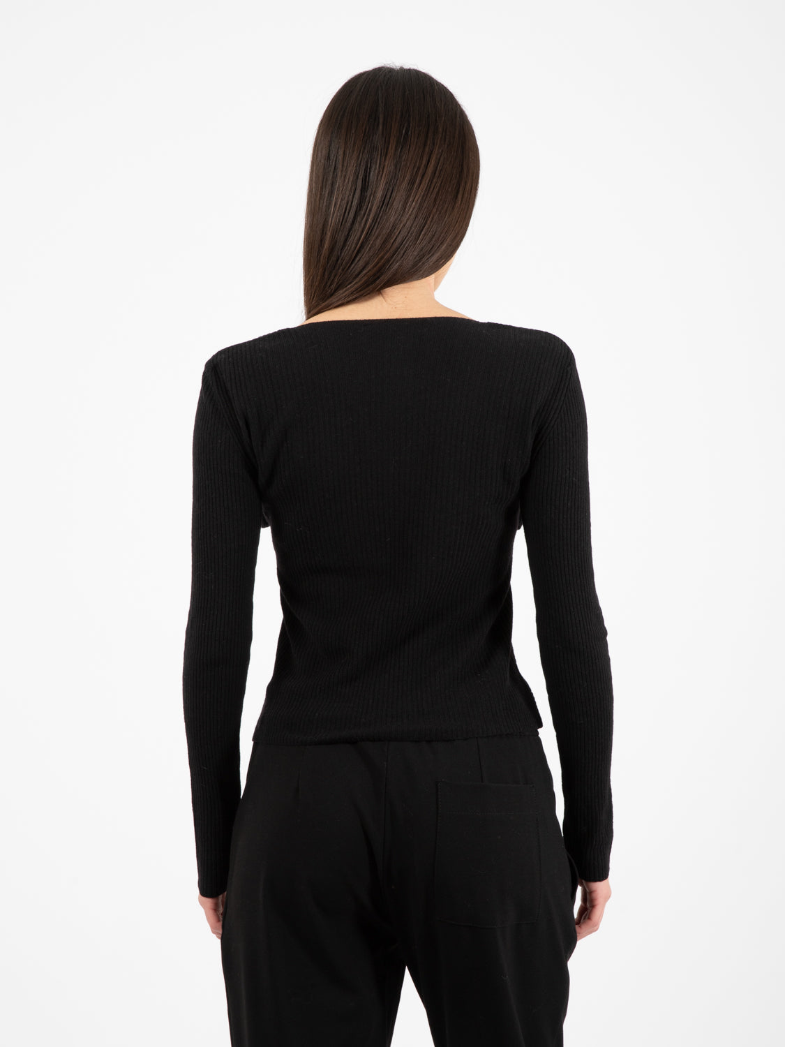 Maglia con motivo a incrocio nera