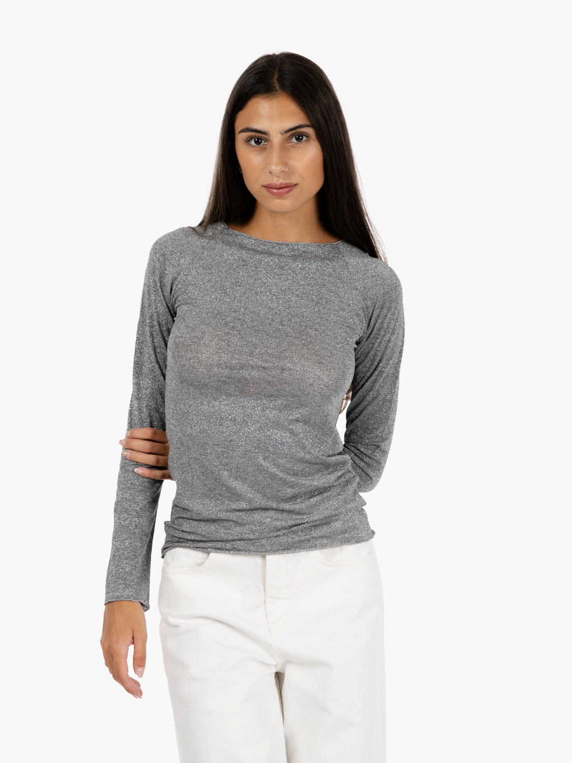 Maglia in lurex grigio