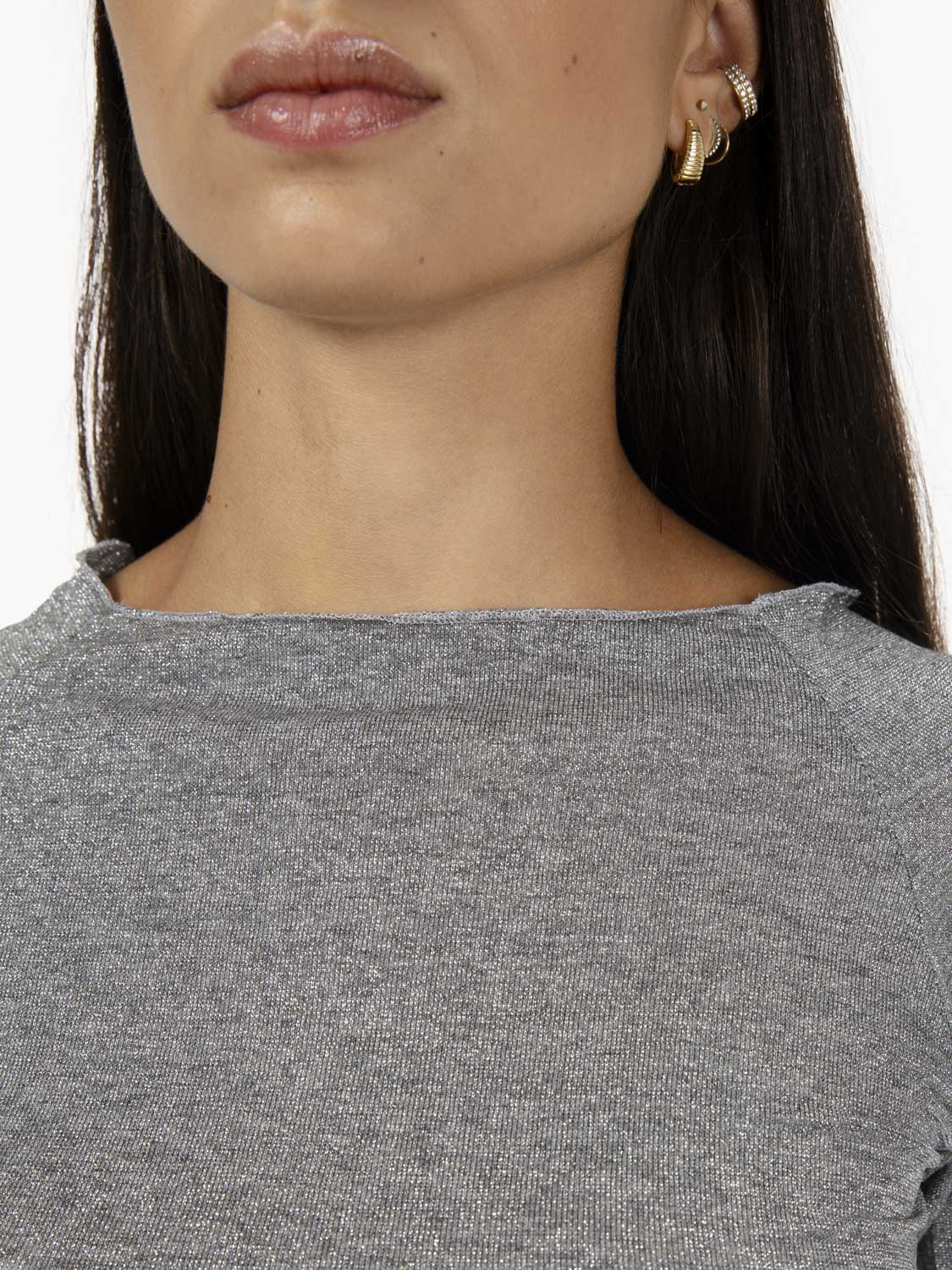 Maglia in lurex grigio
