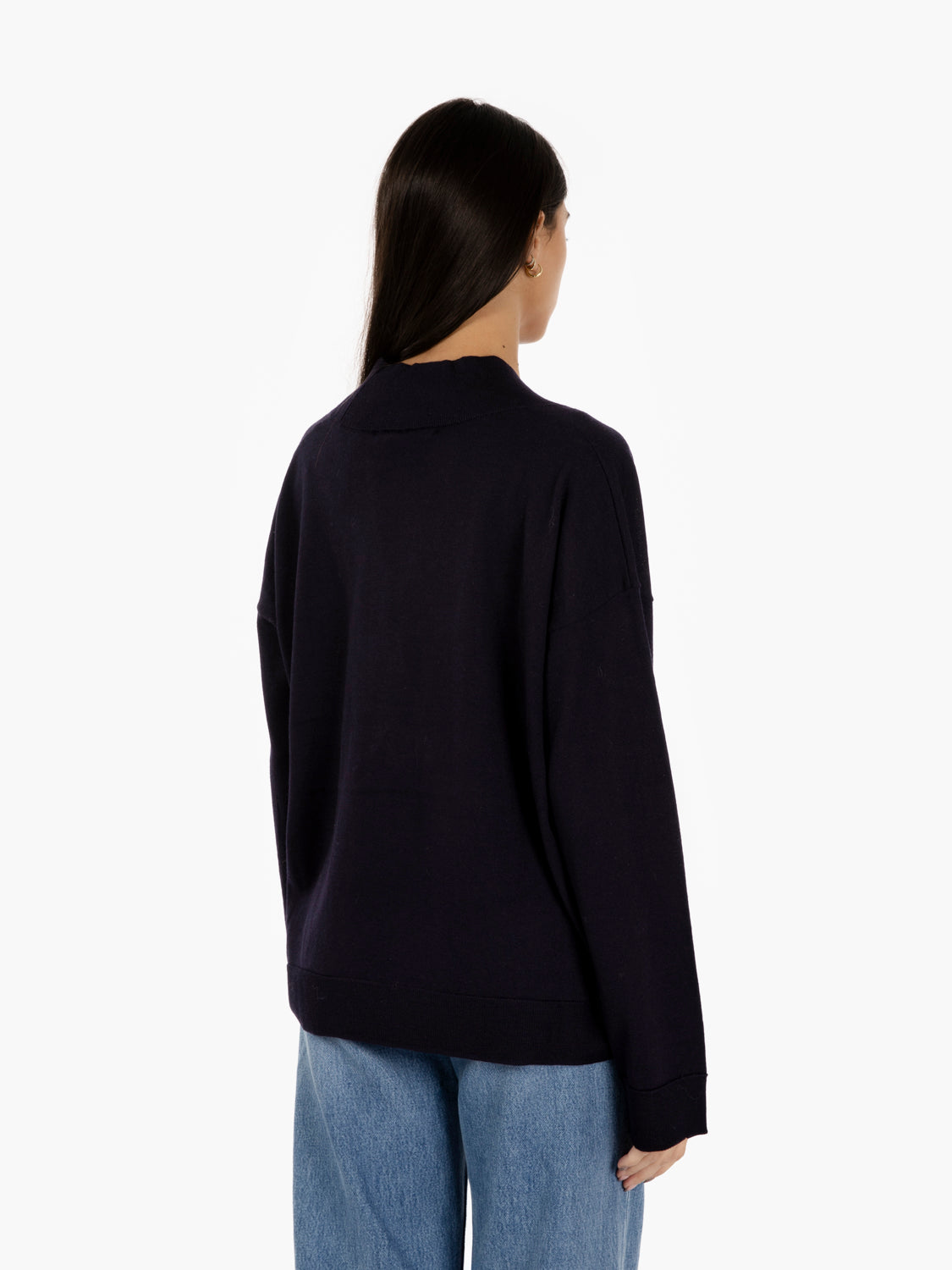 Blue V-neck merino sweater
