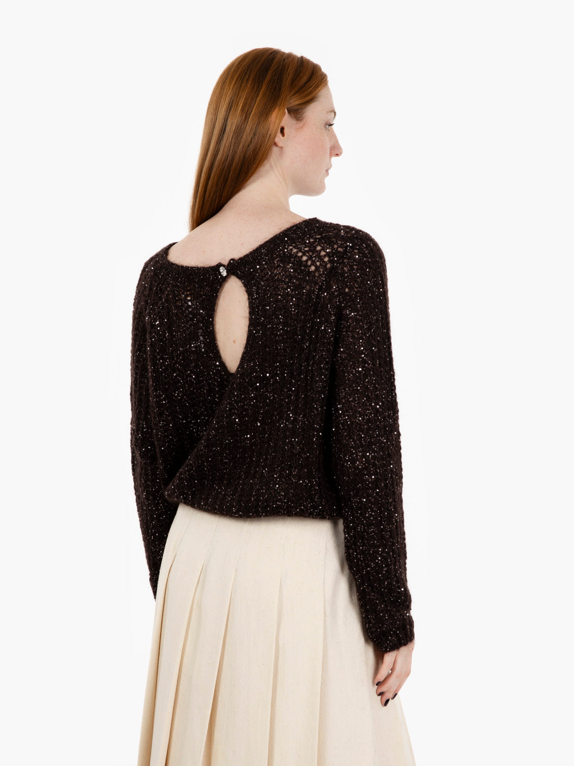Maglione con paillettes moro