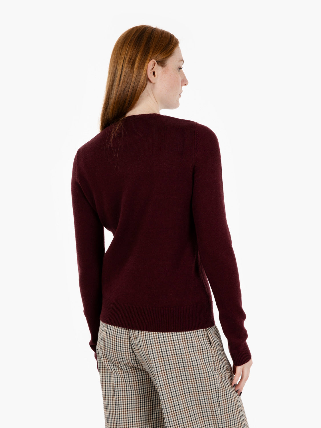 Maglione con pietrine bordeaux