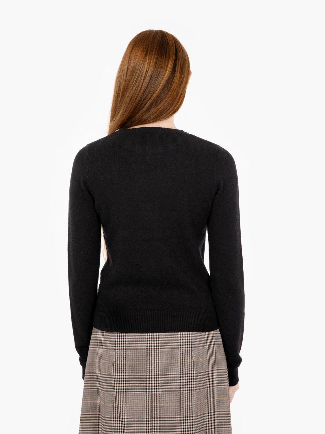 Maglione con pietrine nera
