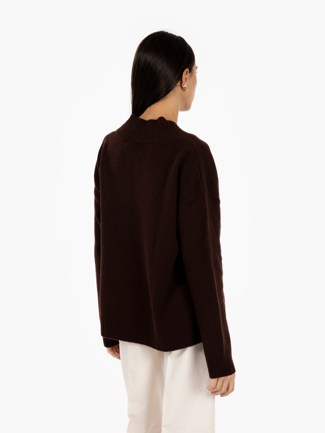 Dark brown V-neck sweater