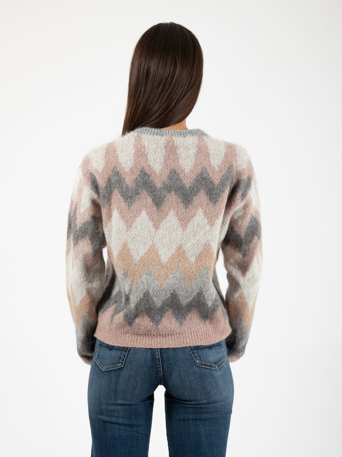 Pink geometric patterned sweater
