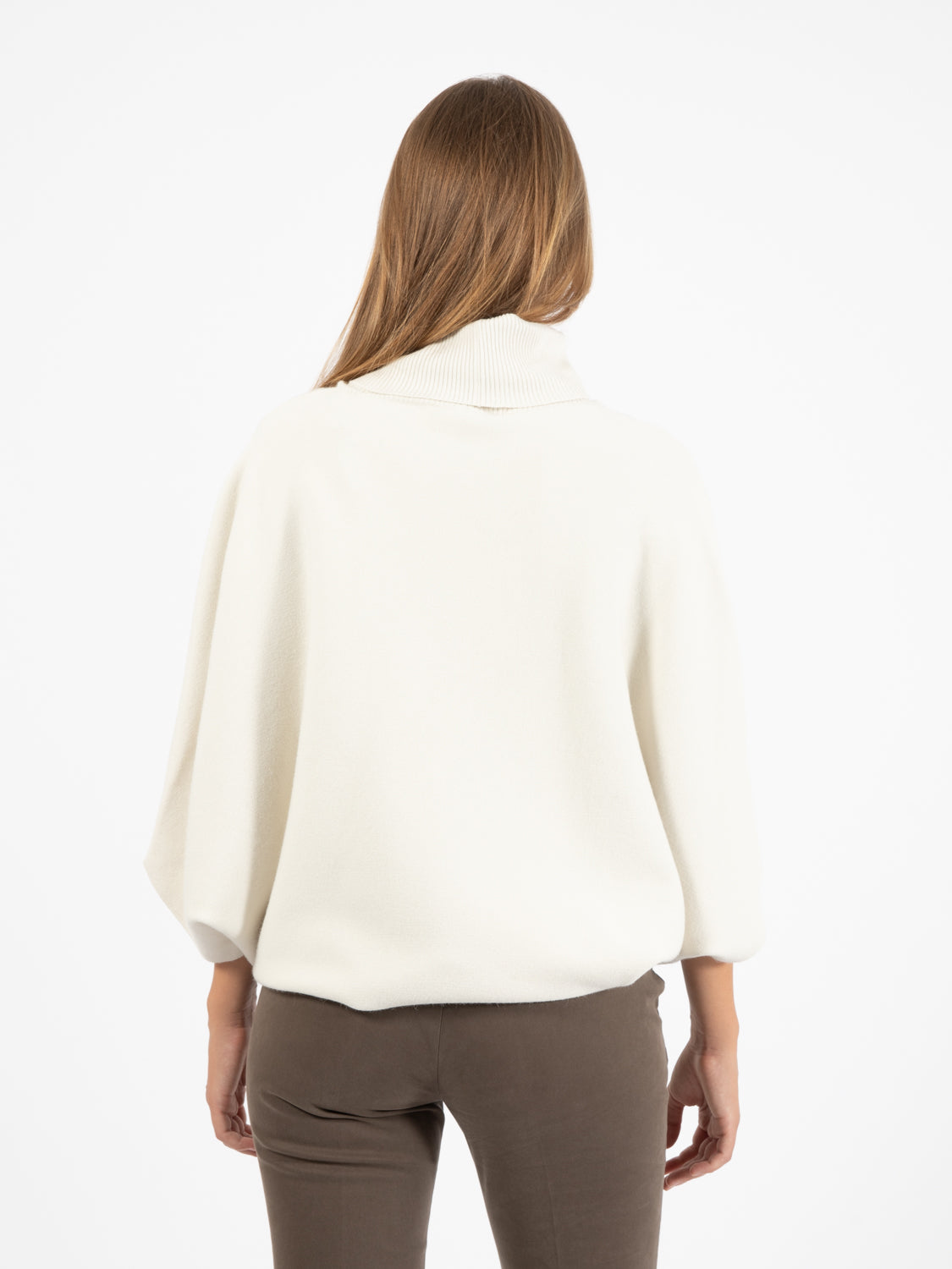 Cream Turtleneck Poncho Style Sweater
