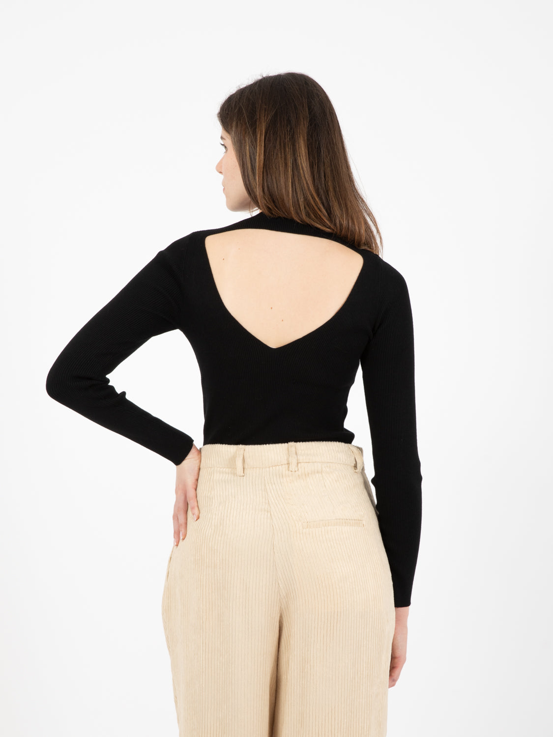 Black cut out back sweater
