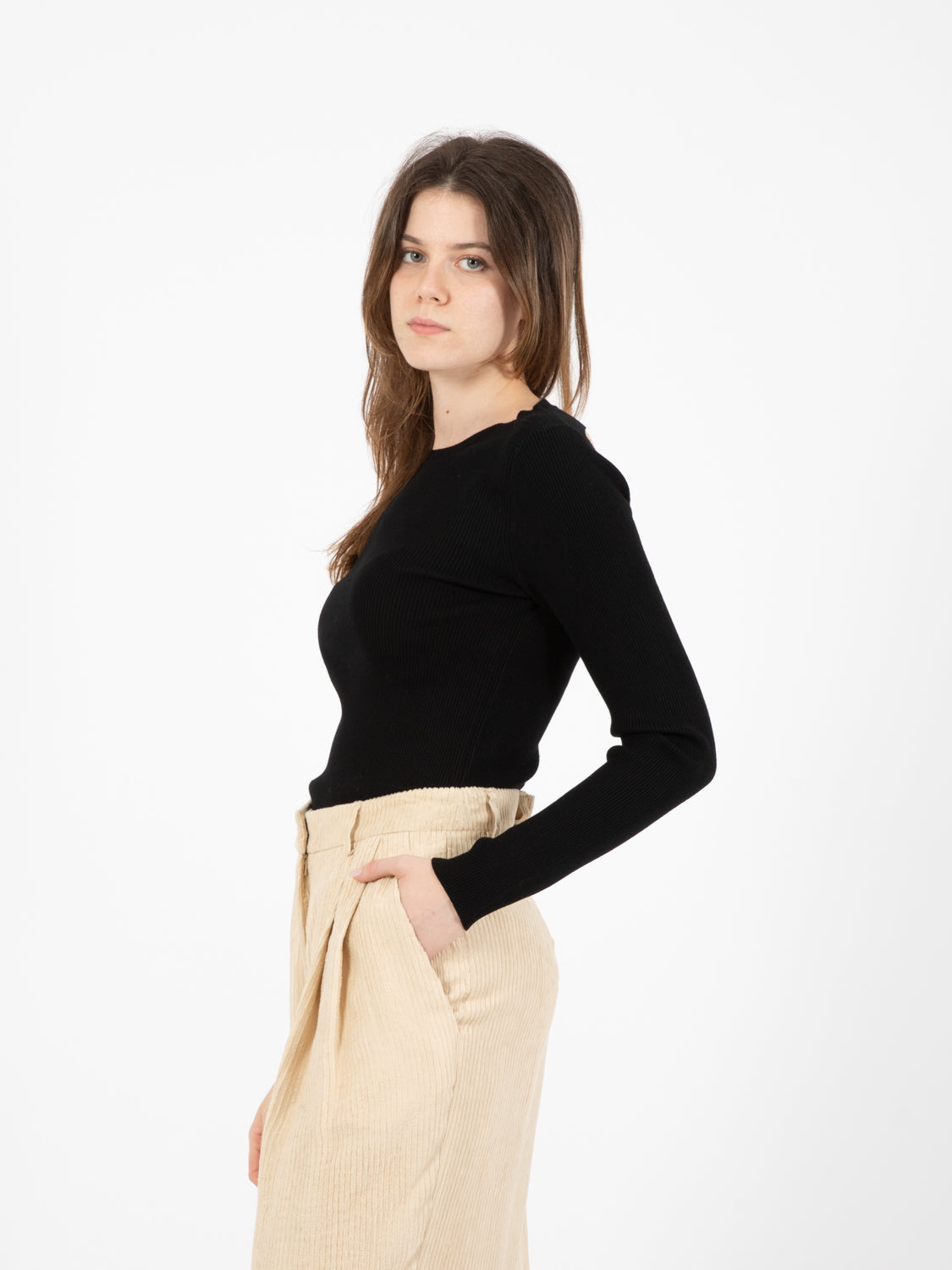 Black cut out back sweater