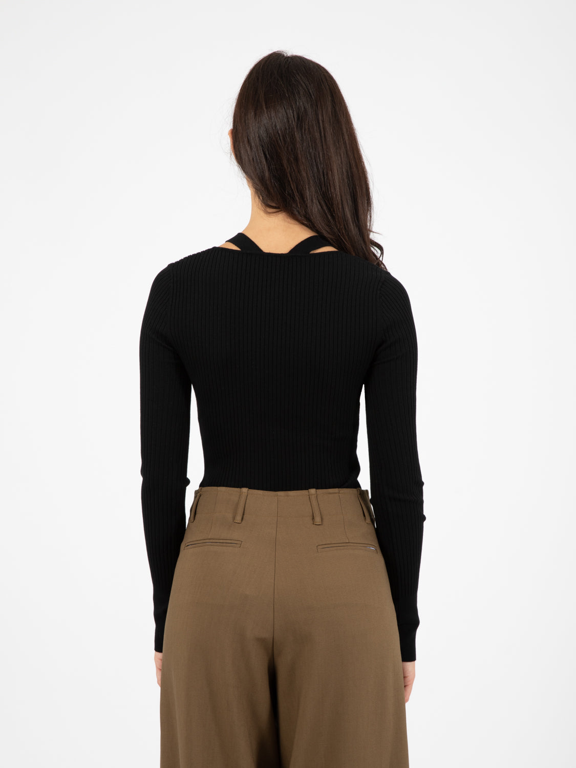Black cut out neck sweaters
