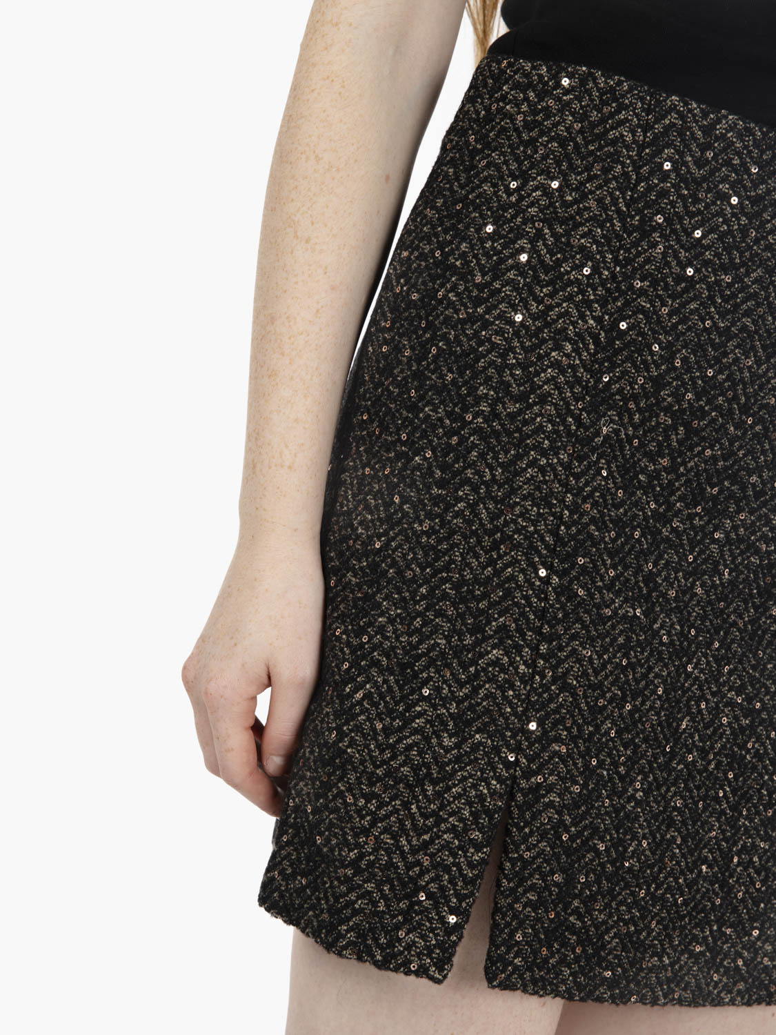 Dark brown sequin miniskirt