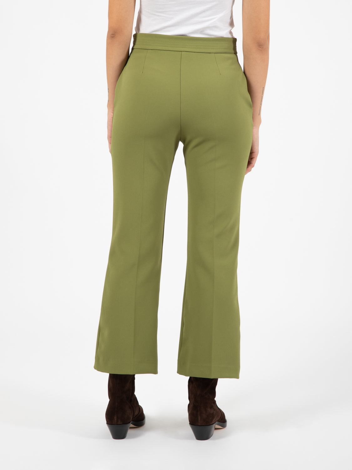 Green buttoned trumpet trousers