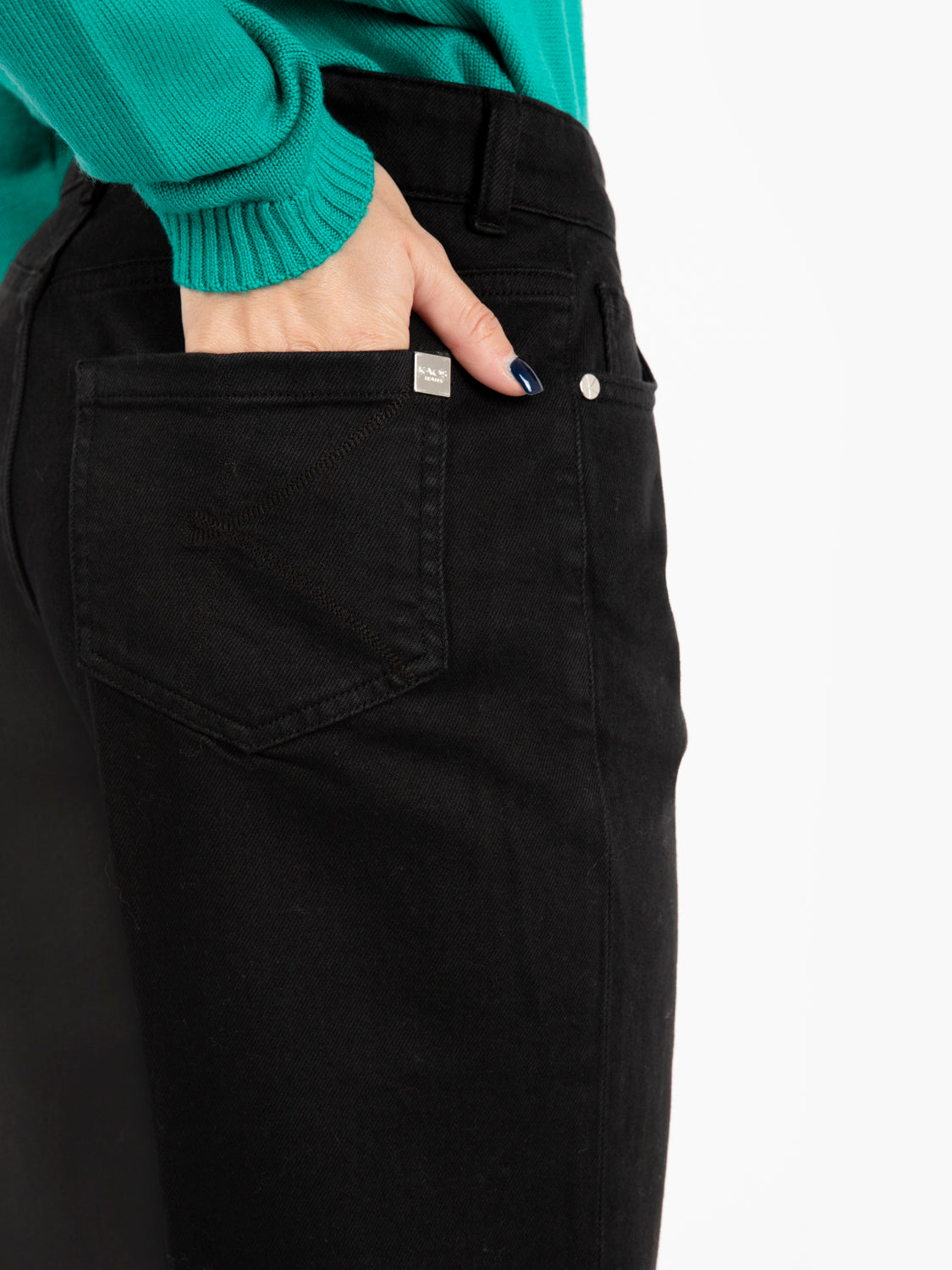 Black denim palazzo pants