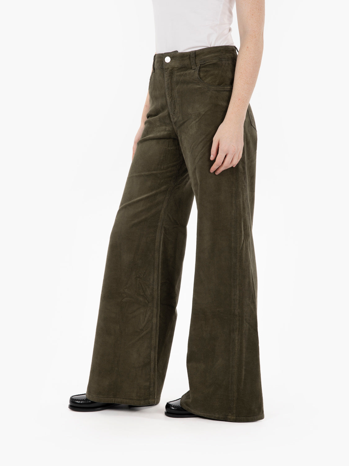 Military velvet palazzo trousers