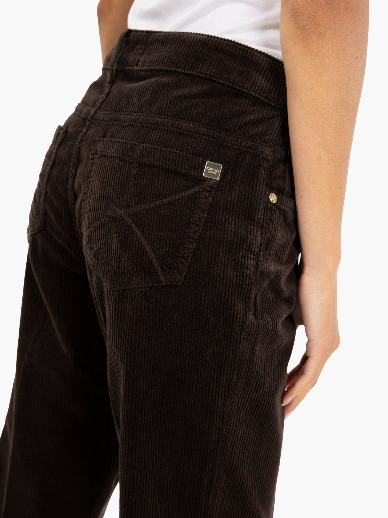Dark brown velvet trumpet trousers