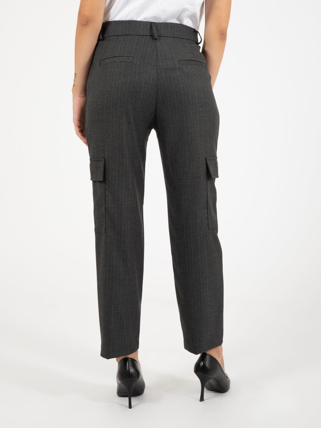 Pantaloni cargo gessato grigio