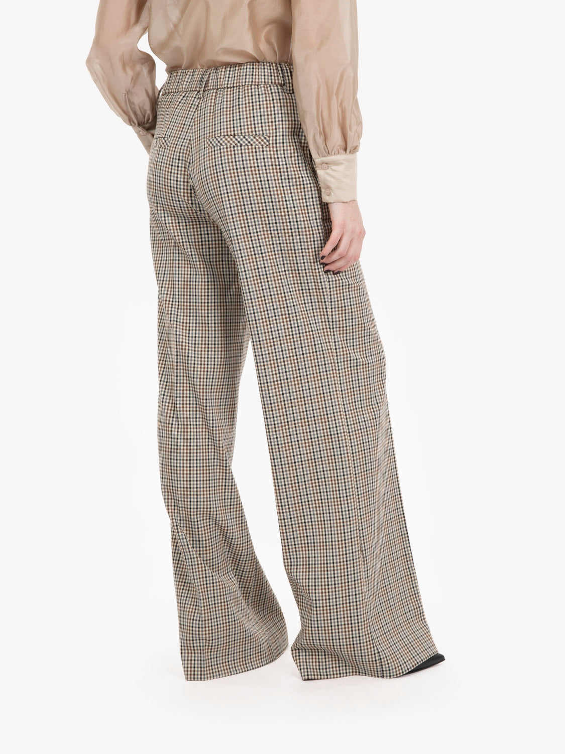 Beige / multicolor check trousers