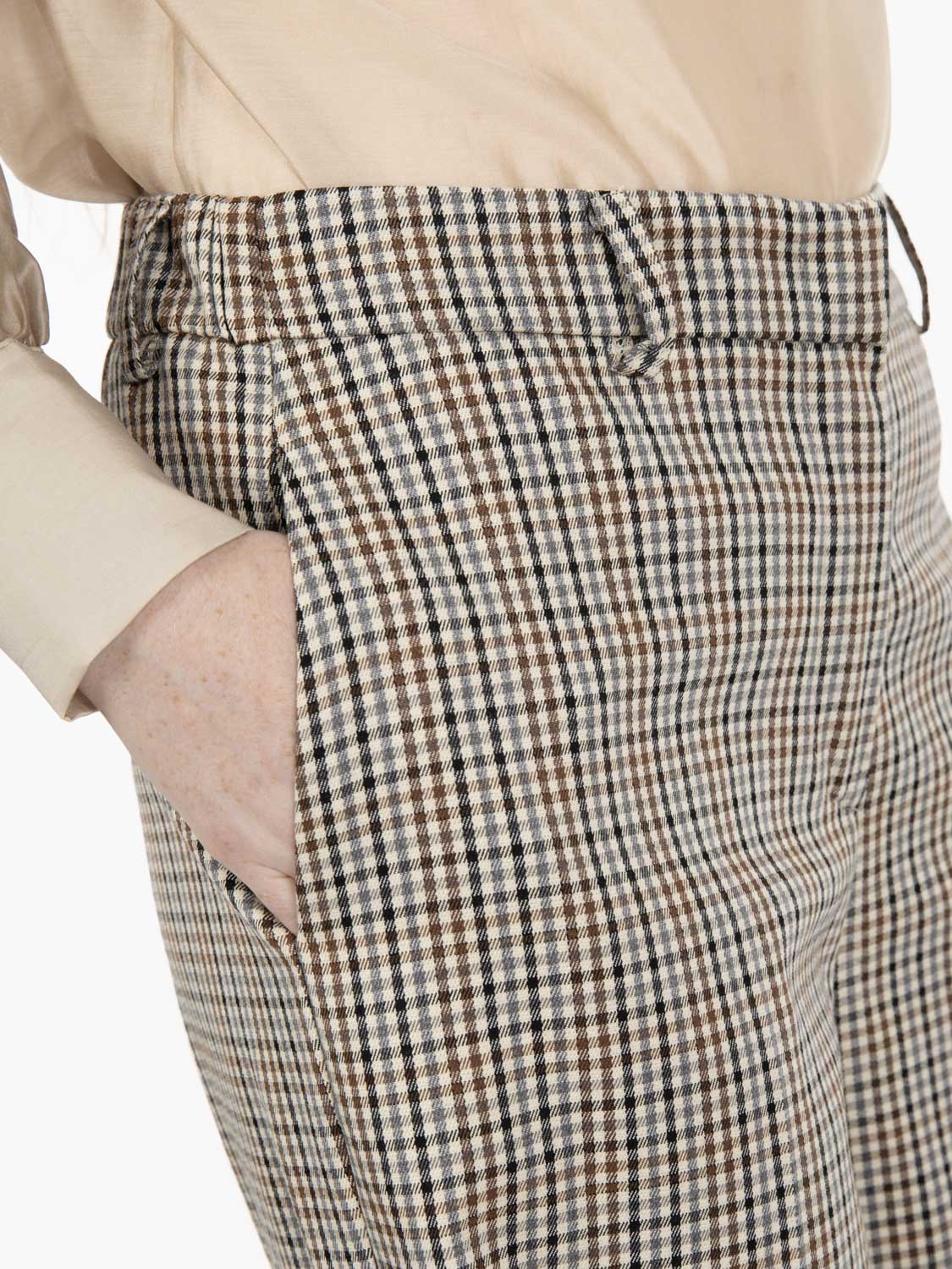 Beige / multicolor check trousers