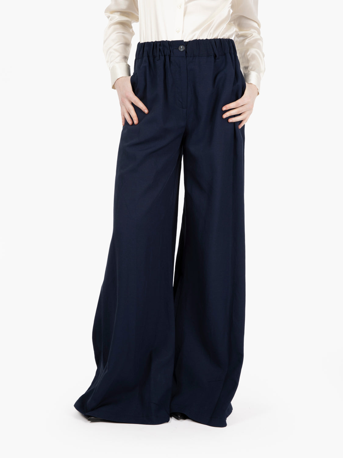 Pantaloni con vita elastica blu