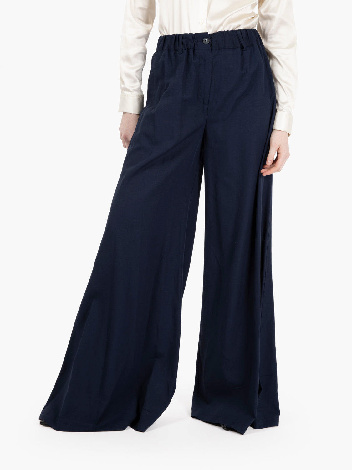 Pantaloni con vita elastica blu