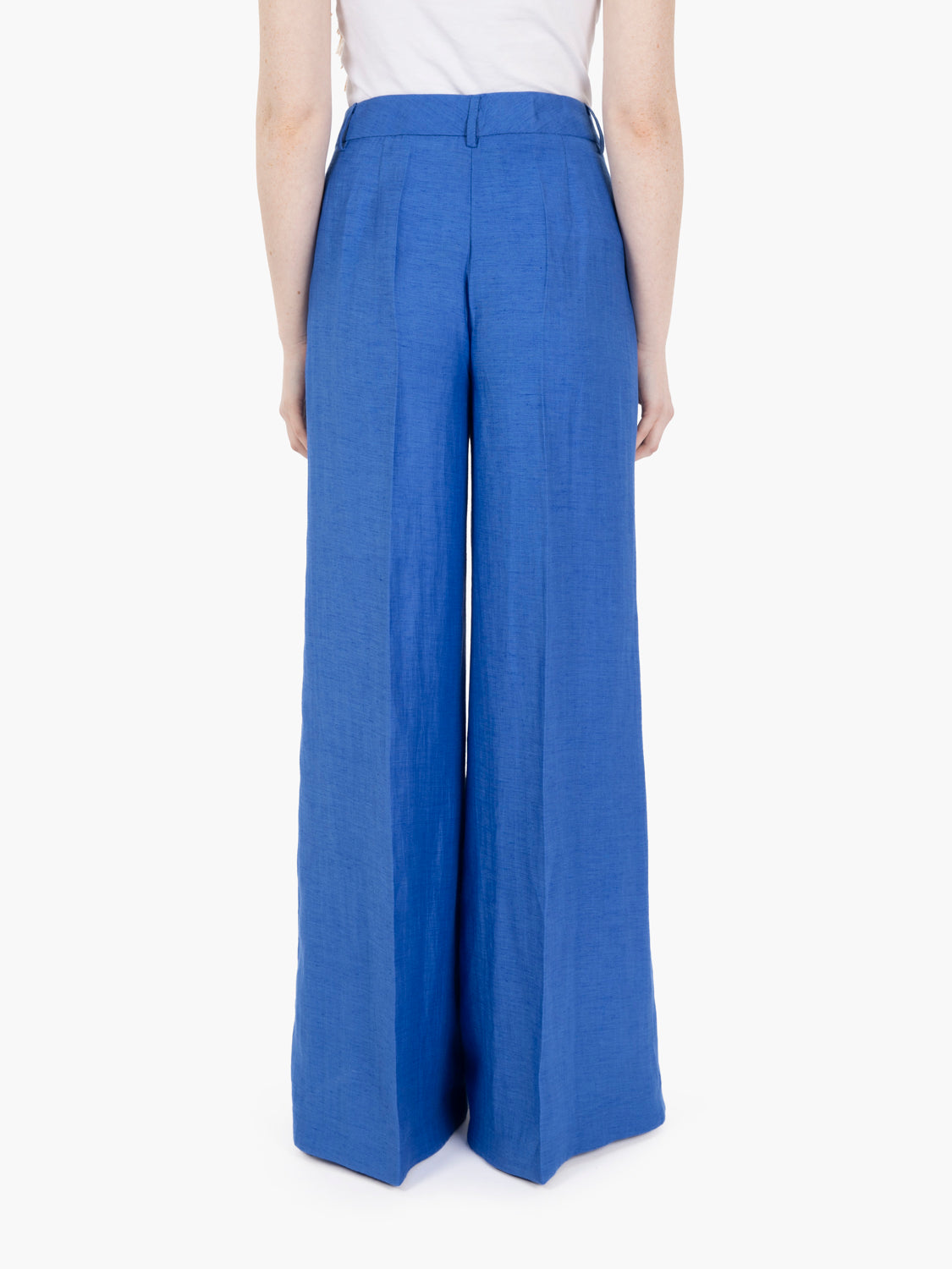 Pantaloni in misto lino bluette